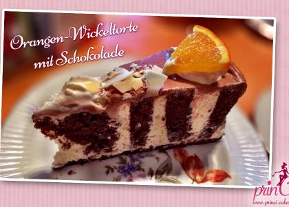 Orangen-Wickeltorte mit Schokolade