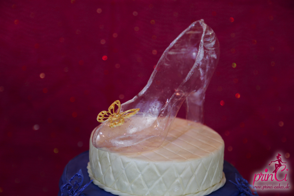 Gläserner essbarer Schuh Torte Cinderella