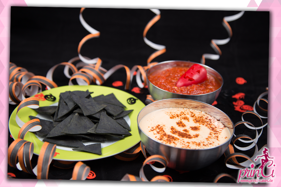 Schwarze Nachos mit Käse und Salsa Dip | prinCi Cakes